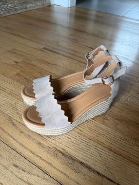 J Crew scalloped platform espadrille wedge